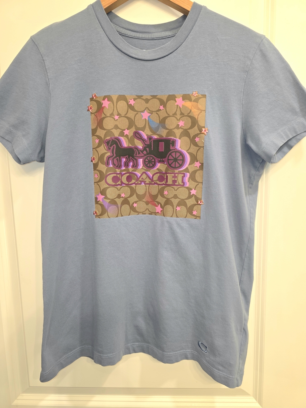 STUNNING COACH SIGNATURE GRAPHIC TEE | BLUE | XS – EXCELLENT CONDITION